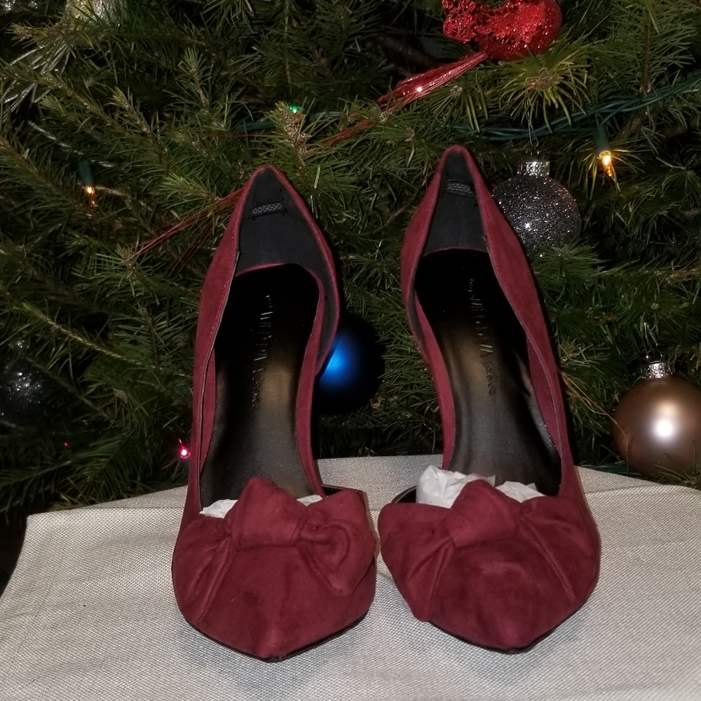 Burgundy Bow Heels